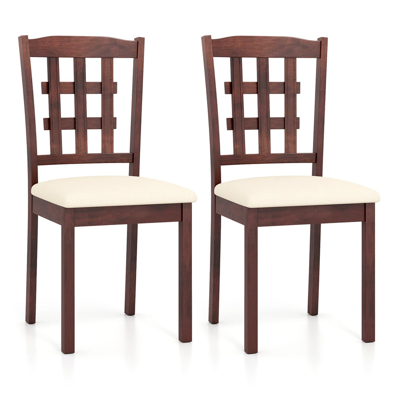 Giantex Wooden Dining Chair, Linen Fabric Padded Kitchen Chairs