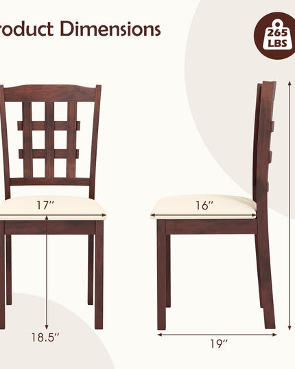 Giantex Wooden Dining Chair, Linen Fabric Padded Kitchen Chairs