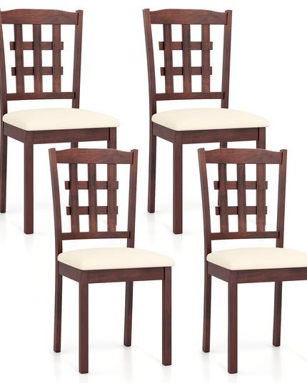 Giantex Wooden Dining Chair, Linen Fabric Padded Kitchen Chairs