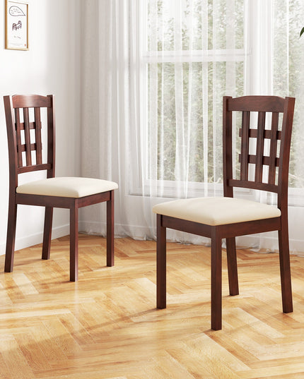 Giantex Wooden Dining Chair, Linen Fabric Padded Kitchen Chairs