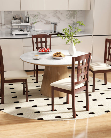 Giantex Wooden Dining Chair, Linen Fabric Padded Kitchen Chairs
