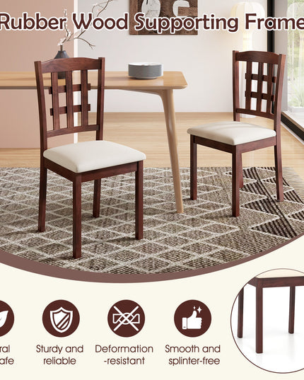 Giantex Wooden Dining Chair, Linen Fabric Padded Kitchen Chairs