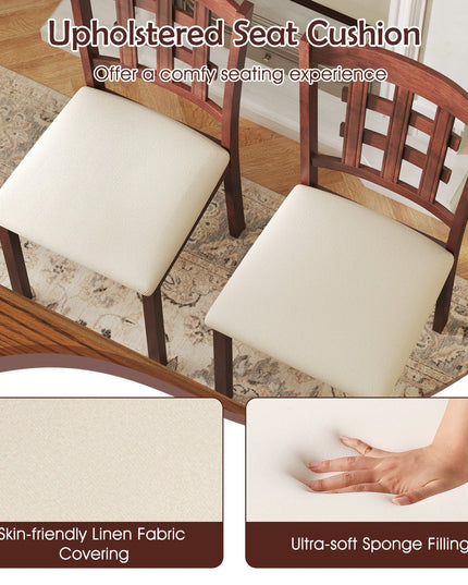 Giantex Wooden Dining Chair, Linen Fabric Padded Kitchen Chairs
