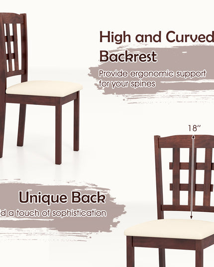 Giantex Wooden Dining Chair, Linen Fabric Padded Kitchen Chairs