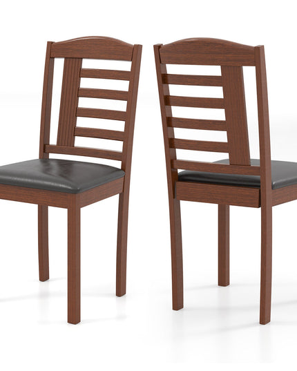 Giantex Wooden Dining Chair, PU Leather Upholstered Kitchen Chairs w/Padded Seat