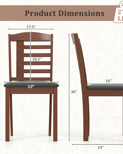 Giantex Wooden Dining Chair, PU Leather Upholstered Kitchen Chairs w/Padded Seat