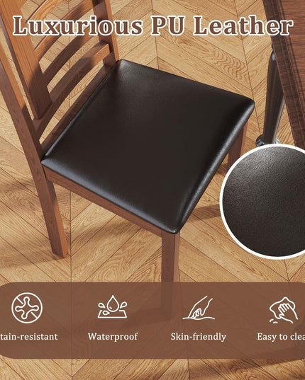 Giantex Wooden Dining Chair, PU Leather Upholstered Kitchen Chairs w/Padded Seat