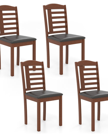 Giantex Wooden Dining Chair, PU Leather Upholstered Kitchen Chairs w/Padded Seat