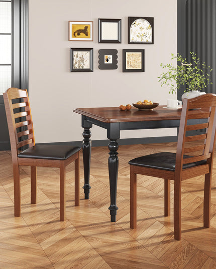 Giantex Wooden Dining Chair, PU Leather Upholstered Kitchen Chairs w/Padded Seat