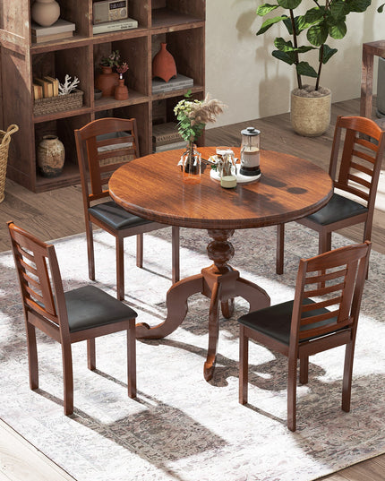 Giantex Wooden Dining Chair, PU Leather Upholstered Kitchen Chairs w/Padded Seat