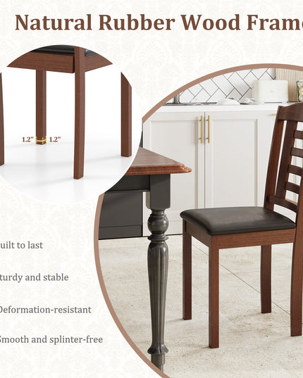 Giantex Wooden Dining Chair, PU Leather Upholstered Kitchen Chairs w/Padded Seat