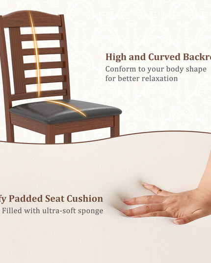 Giantex Wooden Dining Chair, PU Leather Upholstered Kitchen Chairs w/Padded Seat