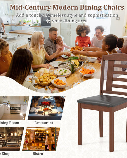 Giantex Wooden Dining Chair, PU Leather Upholstered Kitchen Chairs w/Padded Seat