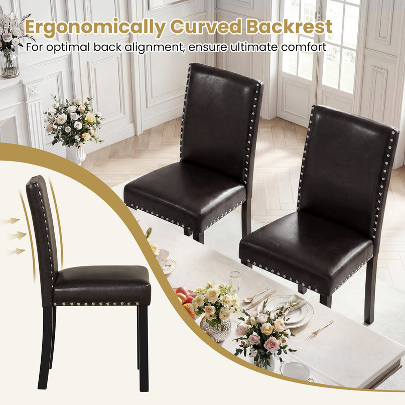 Chaise de cuisine Parsons Giantex en similicuir avec pieds en bois de caoutchouc massif et bois courbé