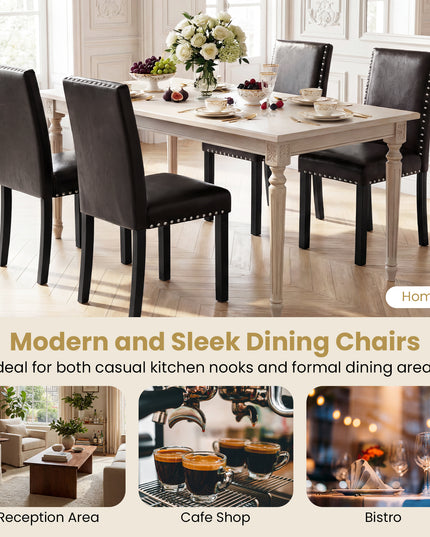 Chaise de cuisine Parsons Giantex en similicuir avec pieds en bois de caoutchouc massif et bois courbé