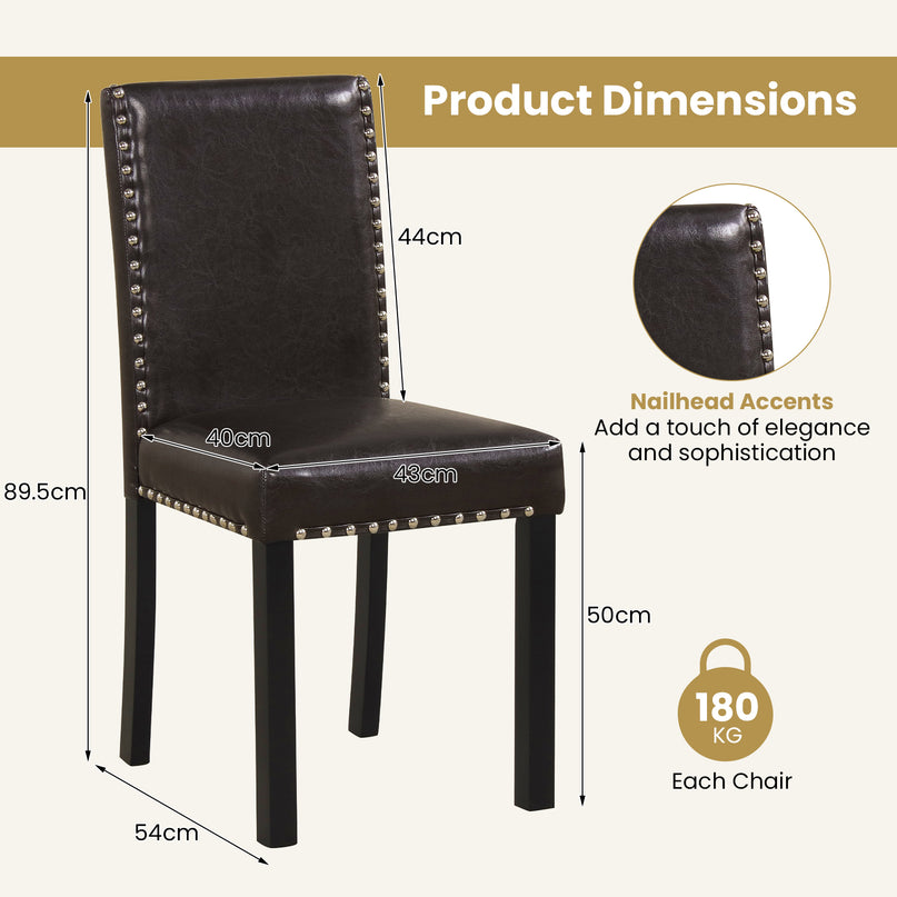 Chaise de cuisine Parsons Giantex en similicuir avec pieds en bois de caoutchouc massif et bois courbé