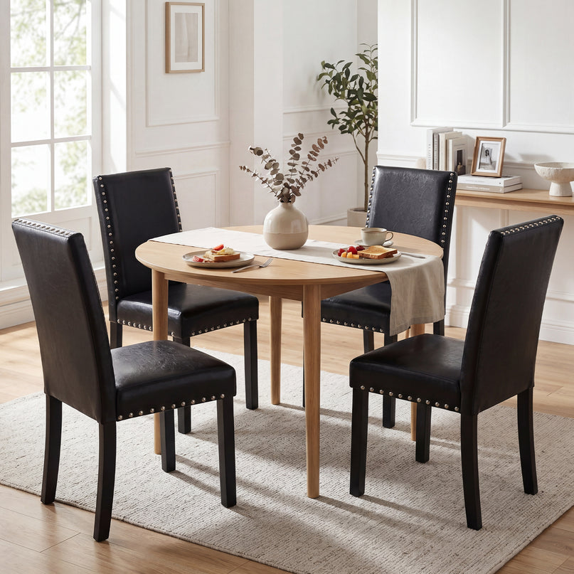 Chaise de cuisine Parsons Giantex en similicuir avec pieds en bois de caoutchouc massif et bois courbé