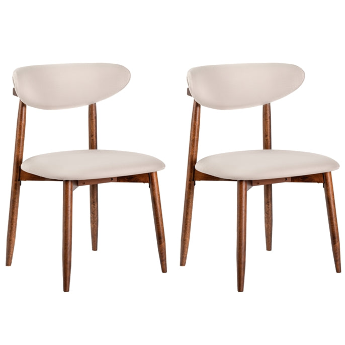 Giantex Wooden Dining Chairs Set of 2/4 with Curved Back & Fabric Padded Seat