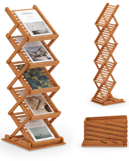 Giantex Foldable Bamboo Magazine Rack with 2 Adjustable Positions