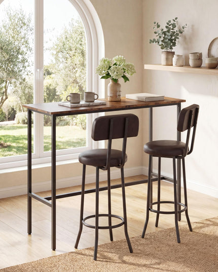 Giantex 3-Piece Bar Table and Chairs Set with Backrest & Footrest