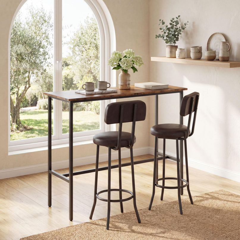 Giantex 3-Piece Bar Table and Chairs Set with Backrest & Footrest