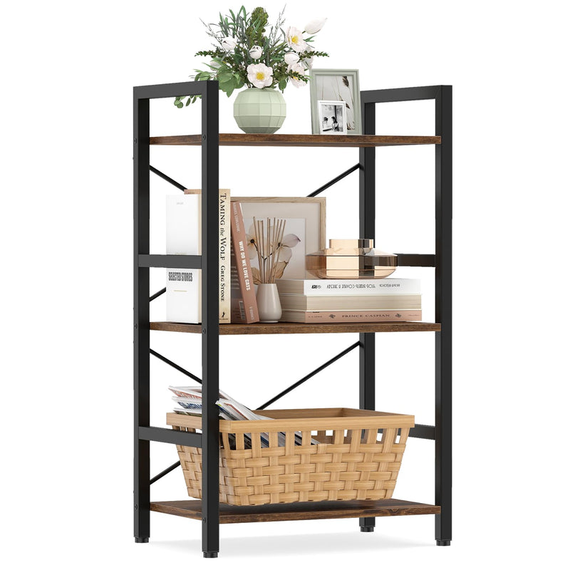 Giantex 3-Tier Narrow Freestanding Display Shelf with Metal Frame & Wooden Storage Racks(1/2)
