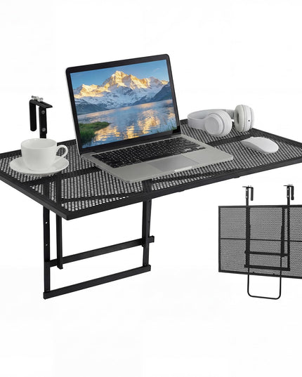 Table de bar pliante en métal Giantex 80 cm, avec hauteur réglable sur 5 positions, s'adaptant à différentes balustrades