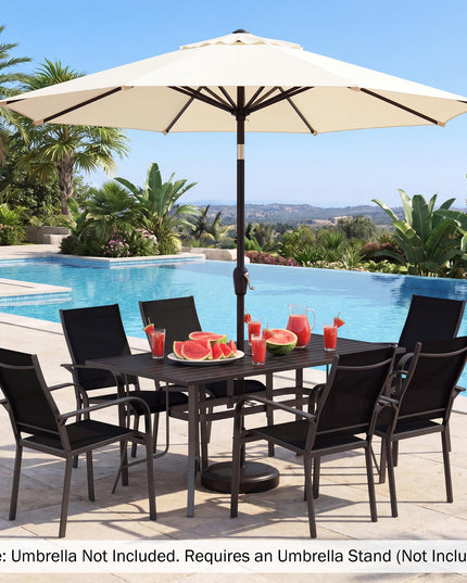 Giantex Rectangular Patio Dining Table for 6 with Adjustable Umbrella Hole for Porch