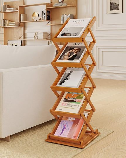 Giantex Foldable Bamboo Magazine Rack with 2 Adjustable Positions