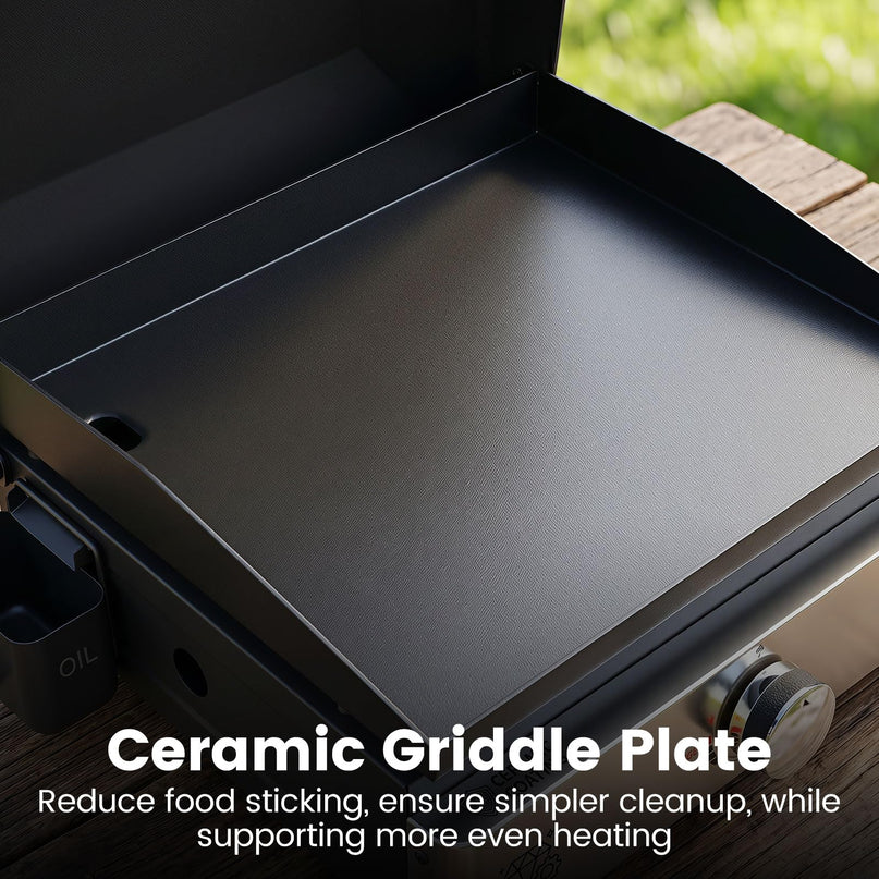 Giantex 1-Burner Portable Propane Gas Griddle with Lid for Outdoor Cooking