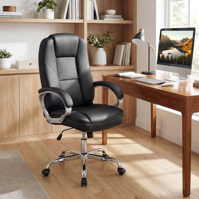 Chaise de bureau Giantex en cuir réglable en hauteur avec roulettes pivotantes à 360°