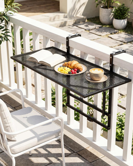 Table de bar pliante en métal Giantex 80 cm, avec hauteur réglable sur 5 positions, s'adaptant à différentes balustrades