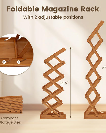 Giantex Foldable Bamboo Magazine Rack with 2 Adjustable Positions