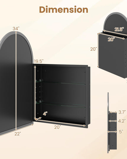Giantex Medicine Cabinet for Bathroom with Arched Mirror