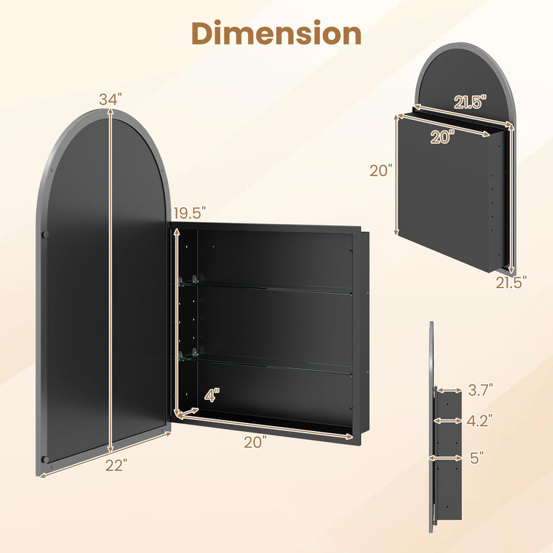 Giantex Medicine Cabinet for Bathroom with Arched Mirror