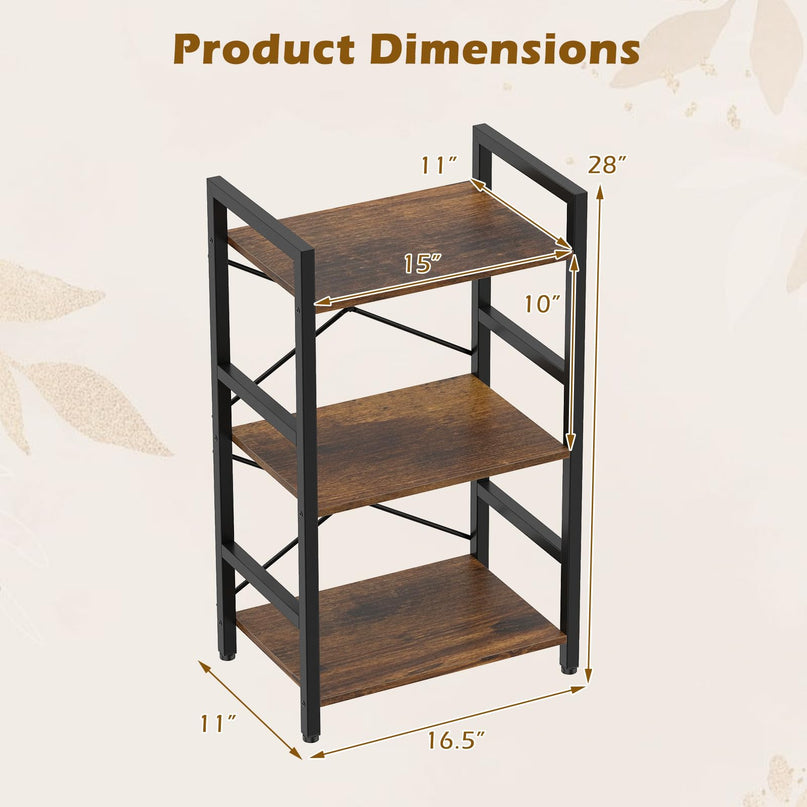 Giantex 3-Tier Narrow Freestanding Display Shelf with Metal Frame & Wooden Storage Racks(1/2)