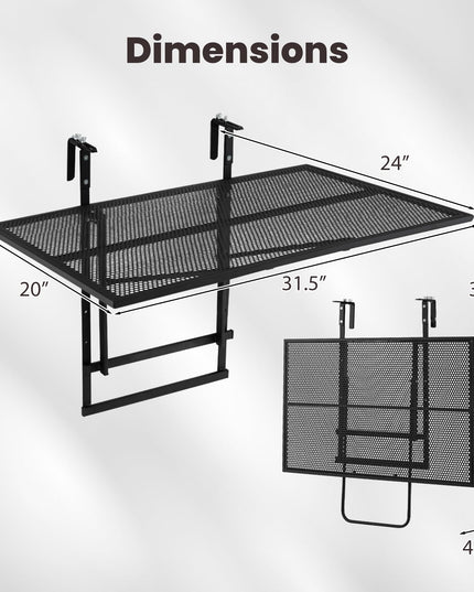 Table de bar pliante en métal Giantex 80 cm, avec hauteur réglable sur 5 positions, s'adaptant à différentes balustrades