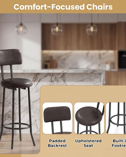 Giantex 3-Piece Bar Table and Chairs Set with Backrest & Footrest