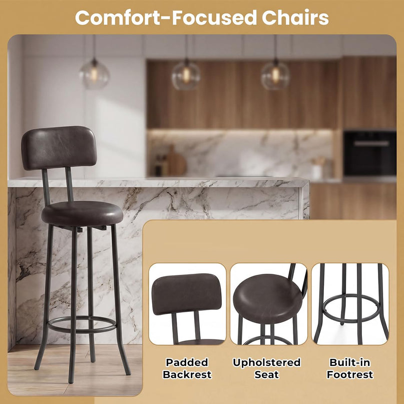 Giantex 3-Piece Bar Table and Chairs Set with Backrest & Footrest