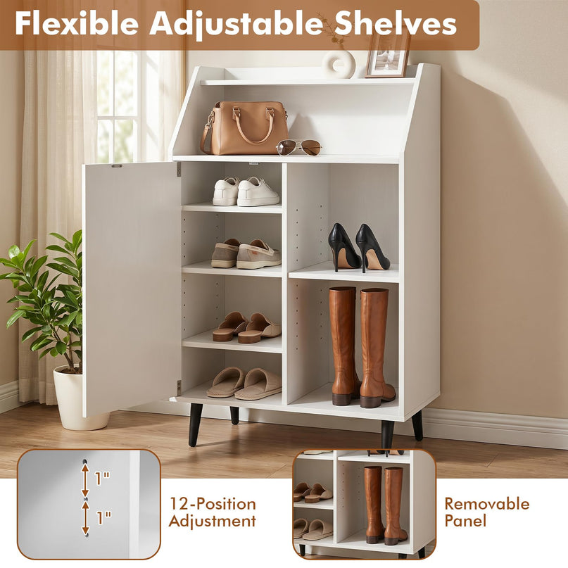 Giantex Shoe Storage Cabinet w/Single-Door for Entryway Hallway Closet Living Room