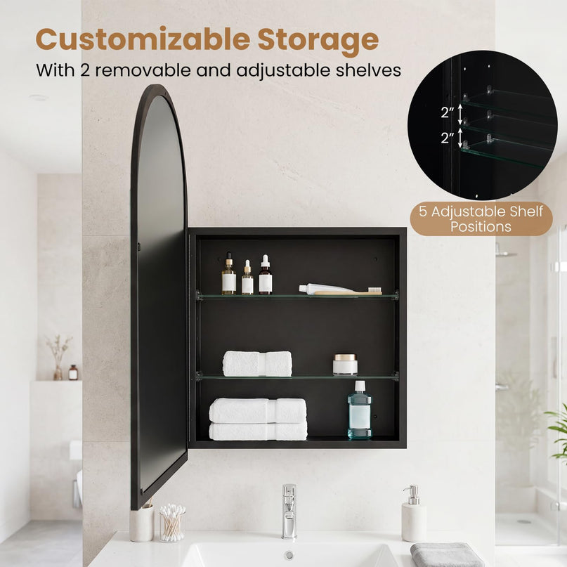 Giantex Medicine Cabinet for Bathroom with Arched Mirror