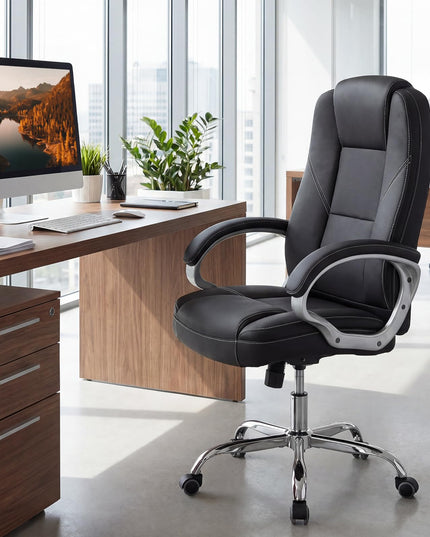 Chaise de bureau Giantex en cuir réglable en hauteur avec roulettes pivotantes à 360°
