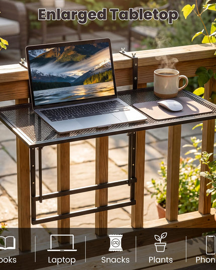Table de bar pliante en métal Giantex 80 cm, avec hauteur réglable sur 5 positions, s'adaptant à différentes balustrades