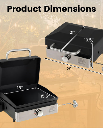 Giantex 1-Burner Portable Propane Gas Griddle with Lid for Outdoor Cooking