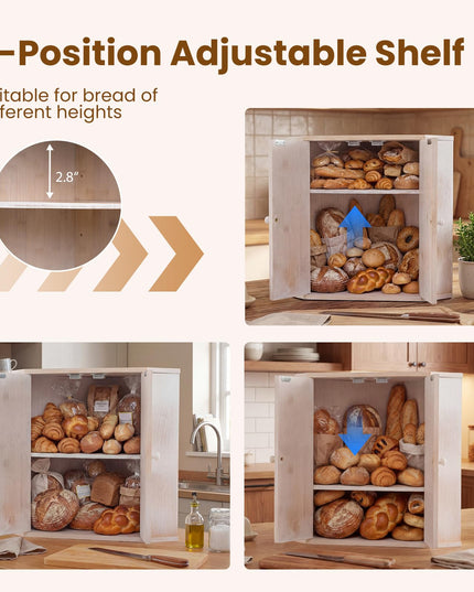 Boîte à pain d'angle Giantex pour comptoir de cuisine avec étagères de garde-manger à 2 niveaux