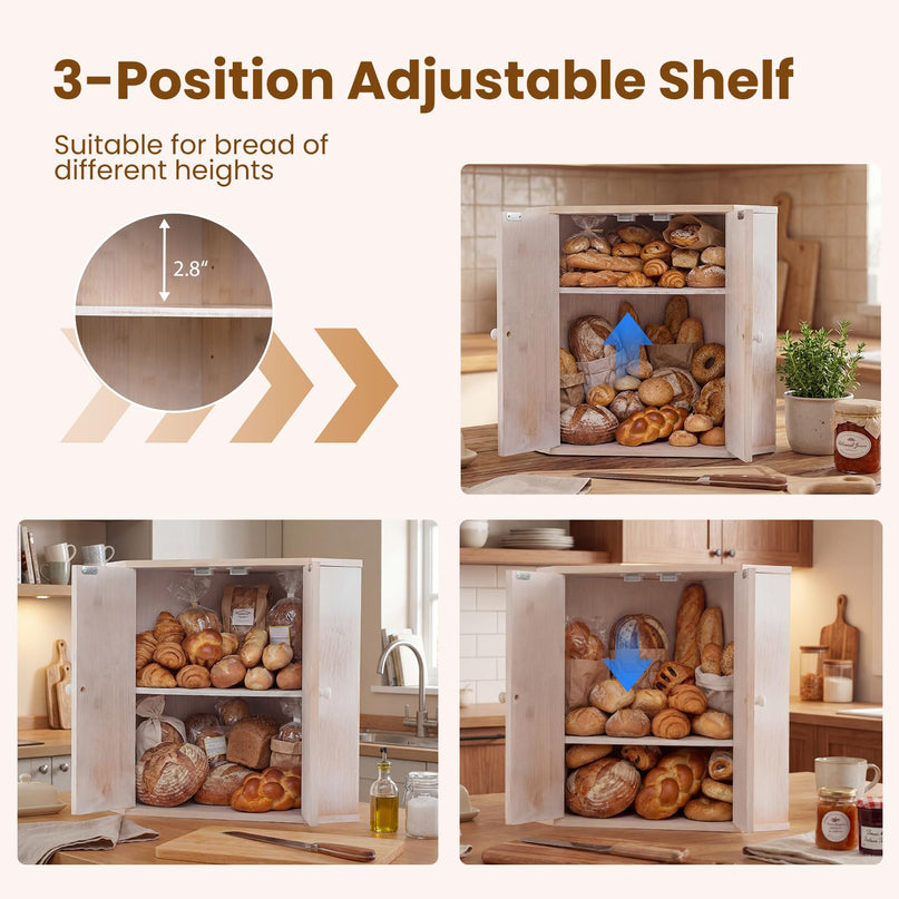 Boîte à pain d'angle Giantex pour comptoir de cuisine avec étagères de garde-manger à 2 niveaux