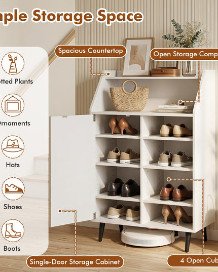 Giantex Shoe Storage Cabinet w/Single-Door for Entryway Hallway Closet Living Room