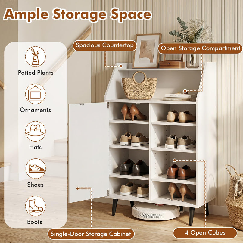 Giantex Shoe Storage Cabinet w/Single-Door for Entryway Hallway Closet Living Room