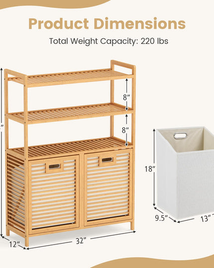 Giantex Double Tilt Out Laundry Hamper with 3-Tier Storage Shelf