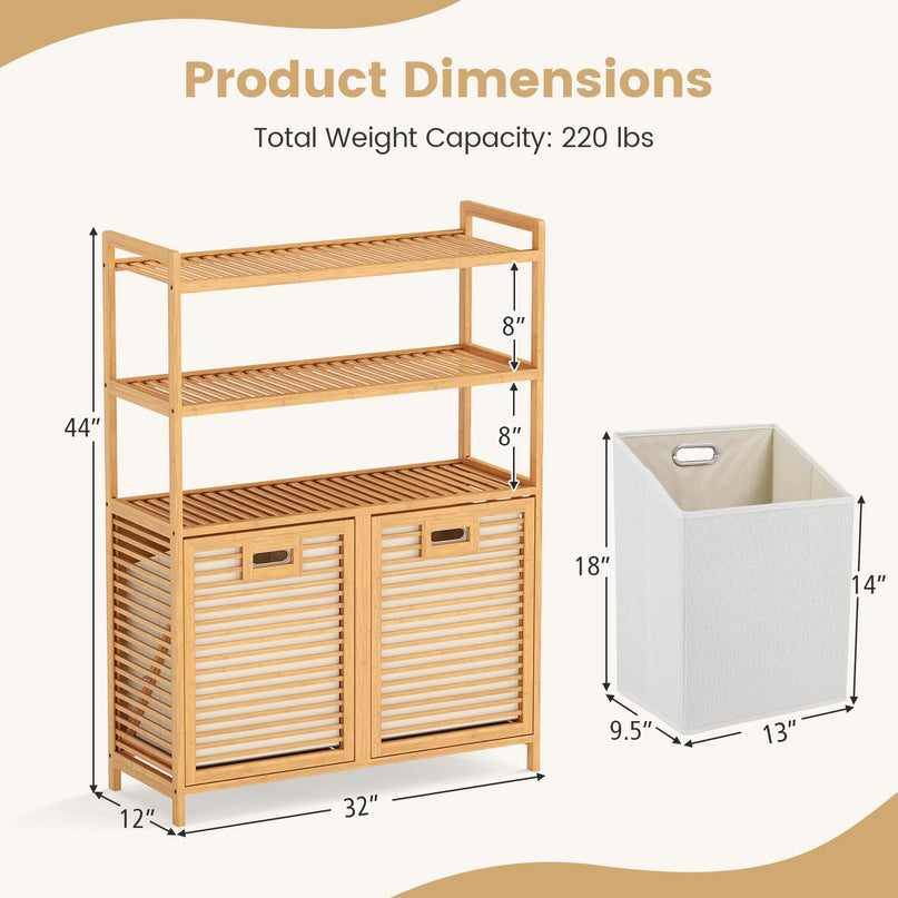 Giantex Double Tilt Out Laundry Hamper with 3-Tier Storage Shelf